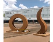 Circle and line corten steel sculptures for sale